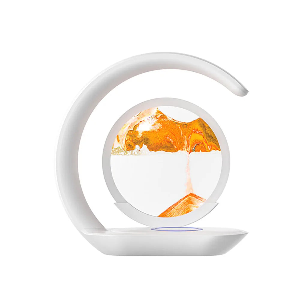Enchanting 3D Sand Art Table Lamp with Built-In Wireless Charger